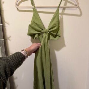 SHEIN Green Backless Bow Dress
